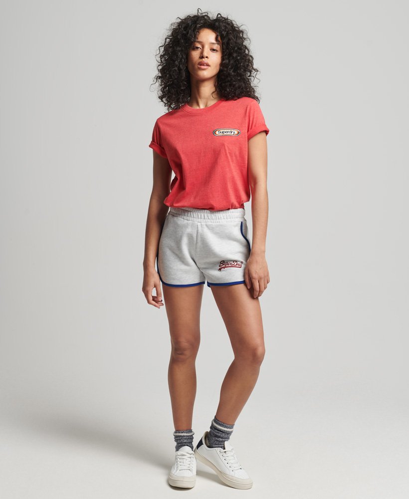 vintage logo college shorts in gletsjergrijs gemêleerd