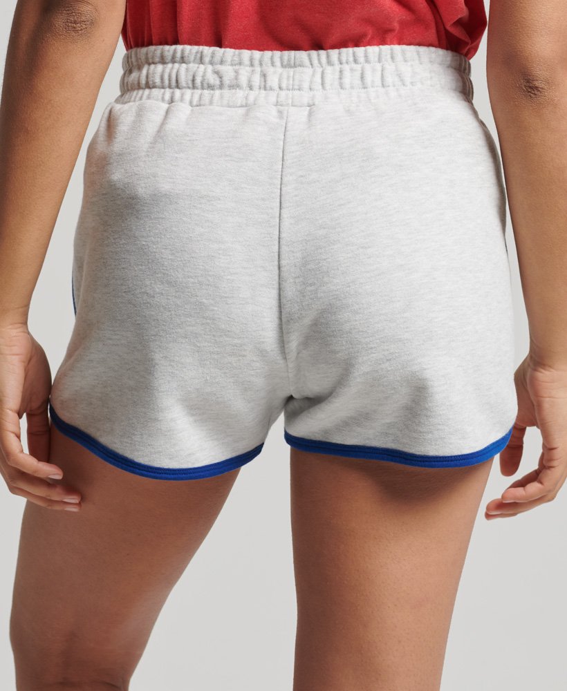 vintage logo college shorts in gletsjergrijs gemêleerd