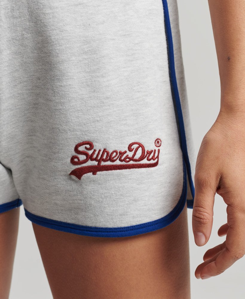 vintage logo college shorts in gletsjergrijs gemêleerd