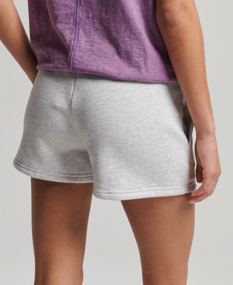 biologische katoenen shorts met vintage logo in glacier grey marl.