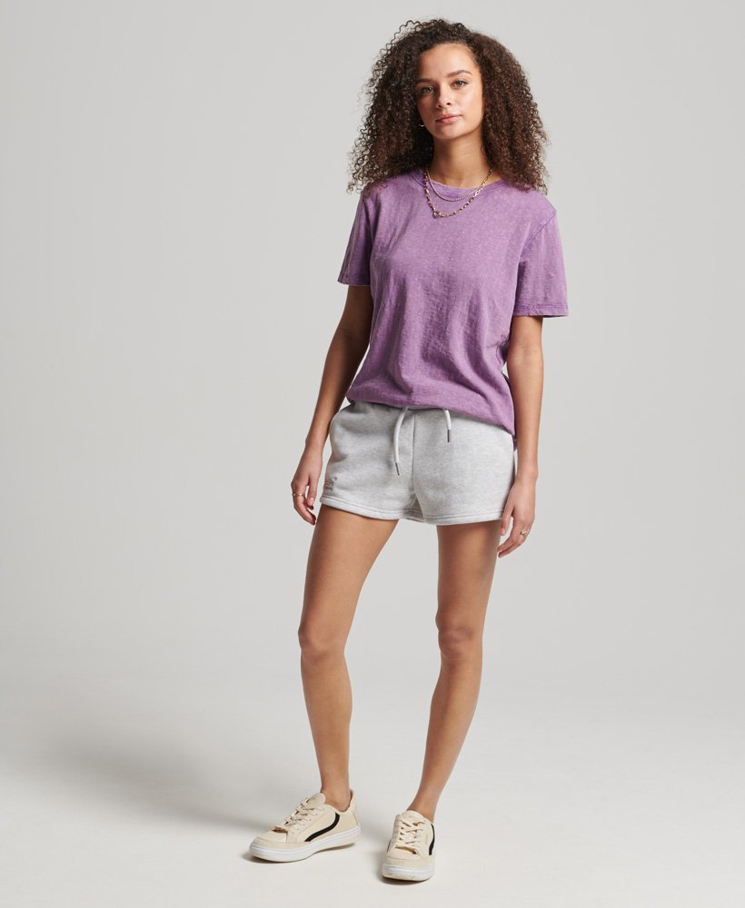 biologische katoenen shorts met vintage logo in glacier grey marl.