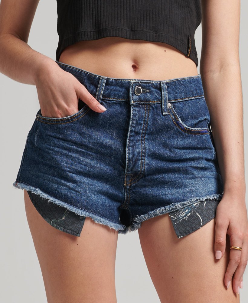 vintage high-rise cut-off shorts in van dyke mid-model gebruikt.
