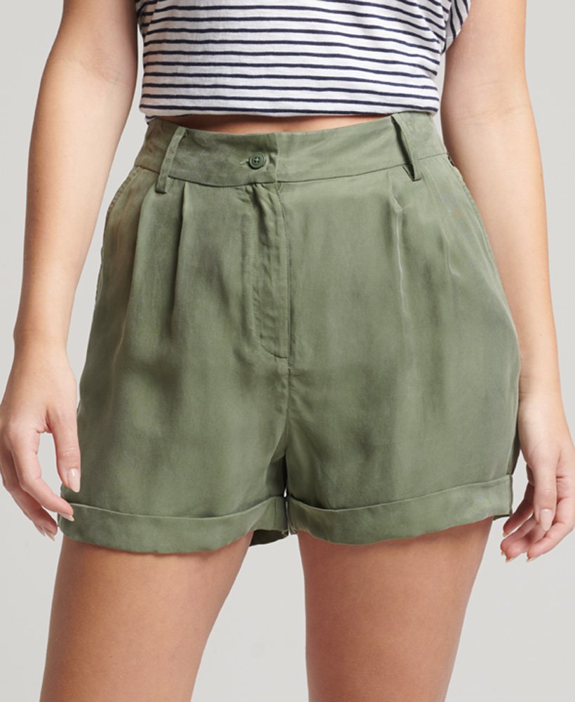 cupro shorts in thyme