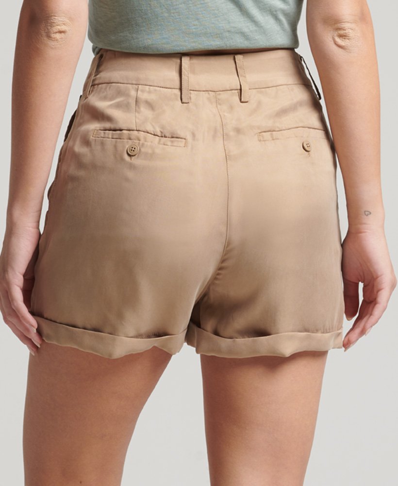 cupro shorts in versteend eikenhout