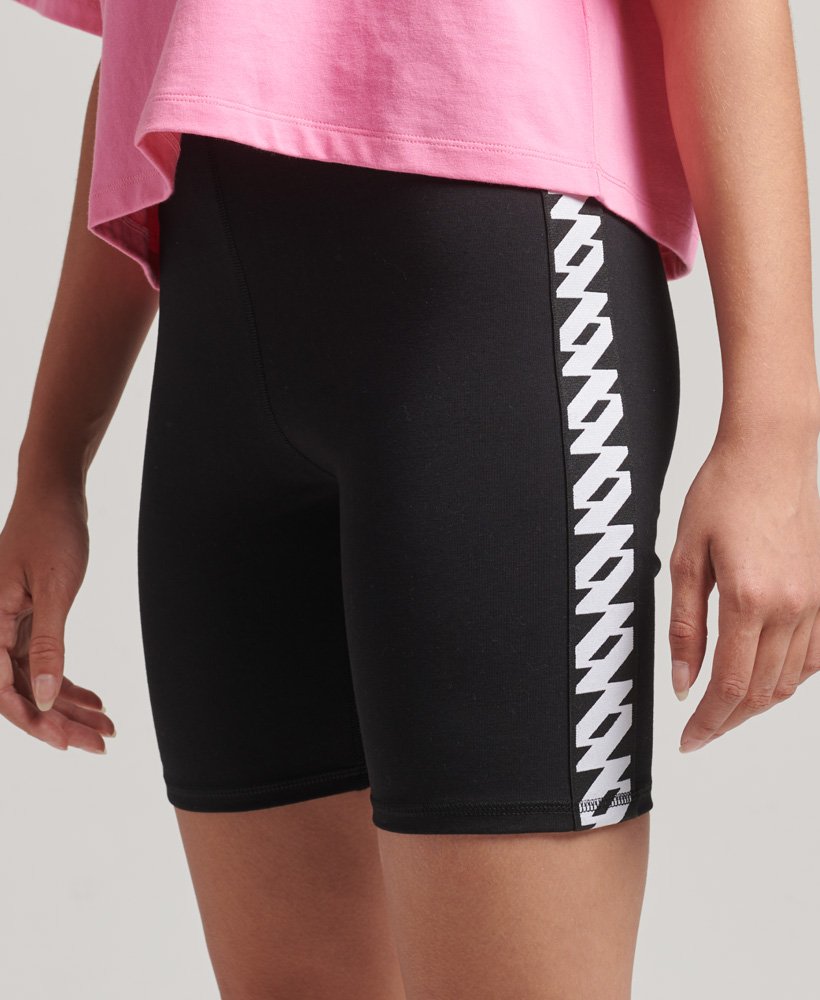 elastische fietsbroek met logo in zwart
