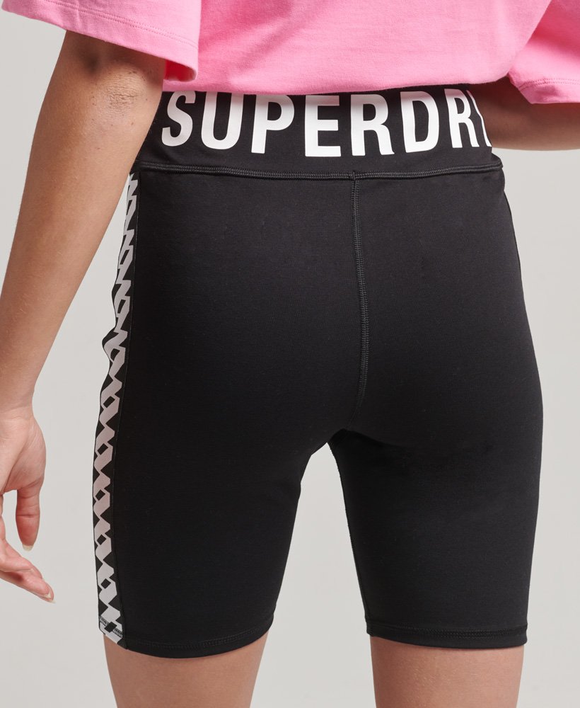 elastische fietsbroek met logo in zwart