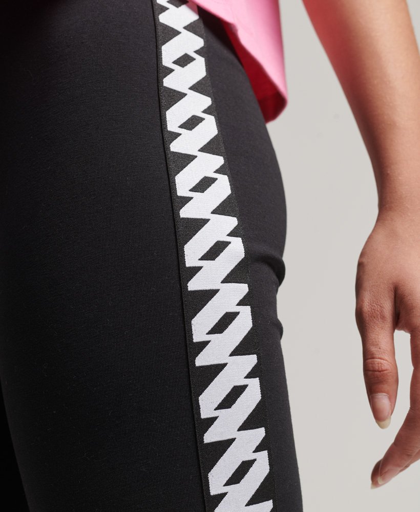 elastische fietsbroek met logo in zwart