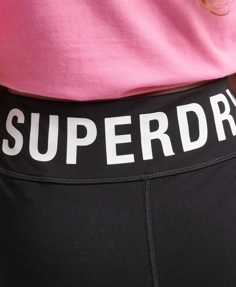 elastische fietsbroek met logo in zwart