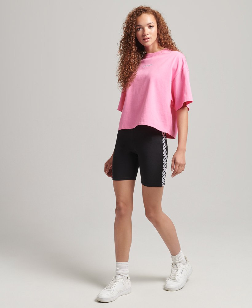 elastische fietsbroek met logo in zwart