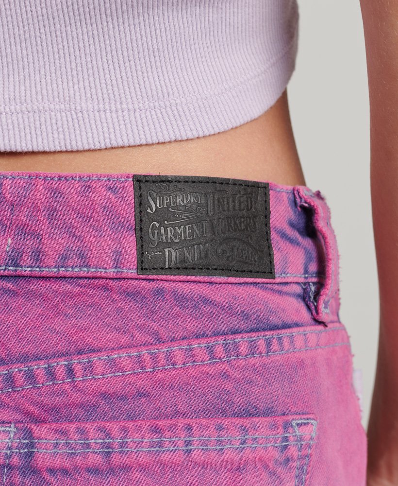 gewassen korte broek in roze wassing