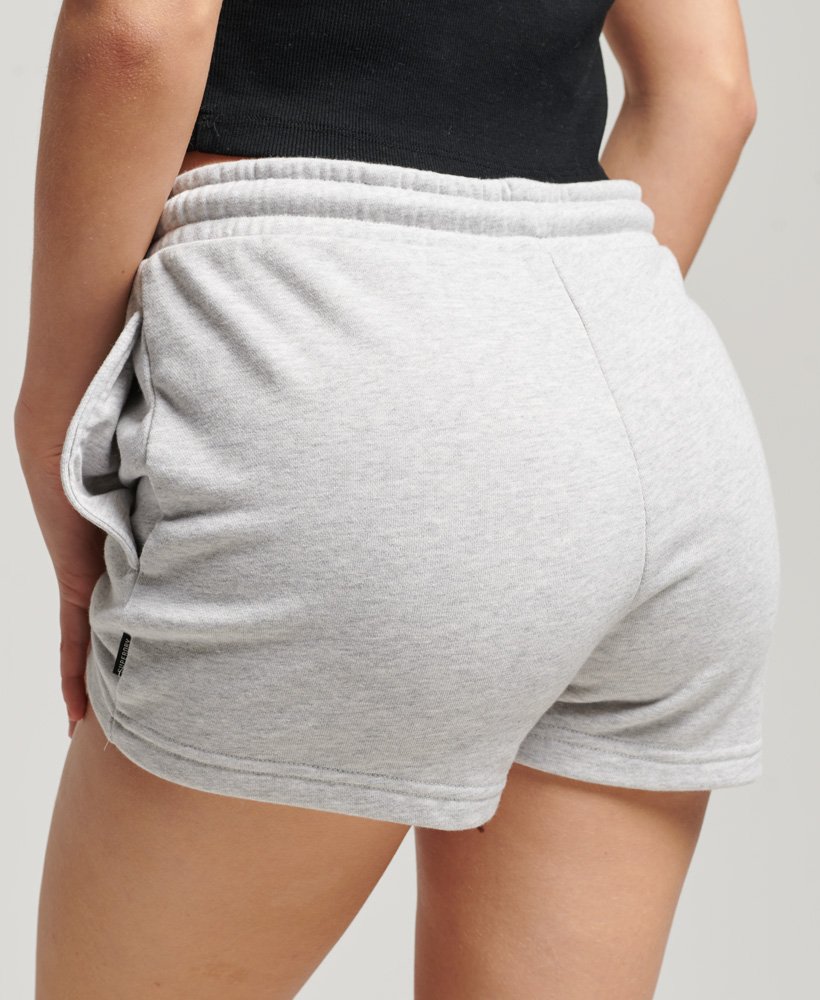 vintage jersey shorts met geborduurd logo in glacier grey marl.
