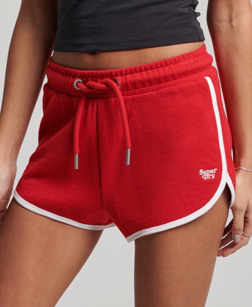 vintage jersey racer shorts in varsity redoptic white