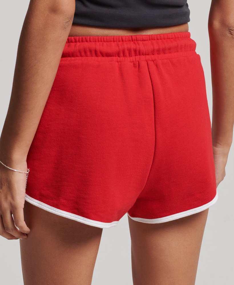 vintage jersey racer shorts in varsity redoptic white