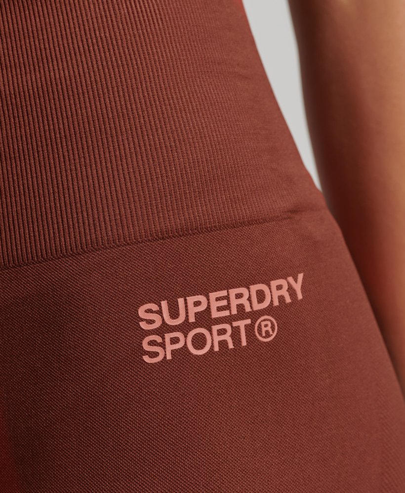 core seamless tight shorts in fired brick brown