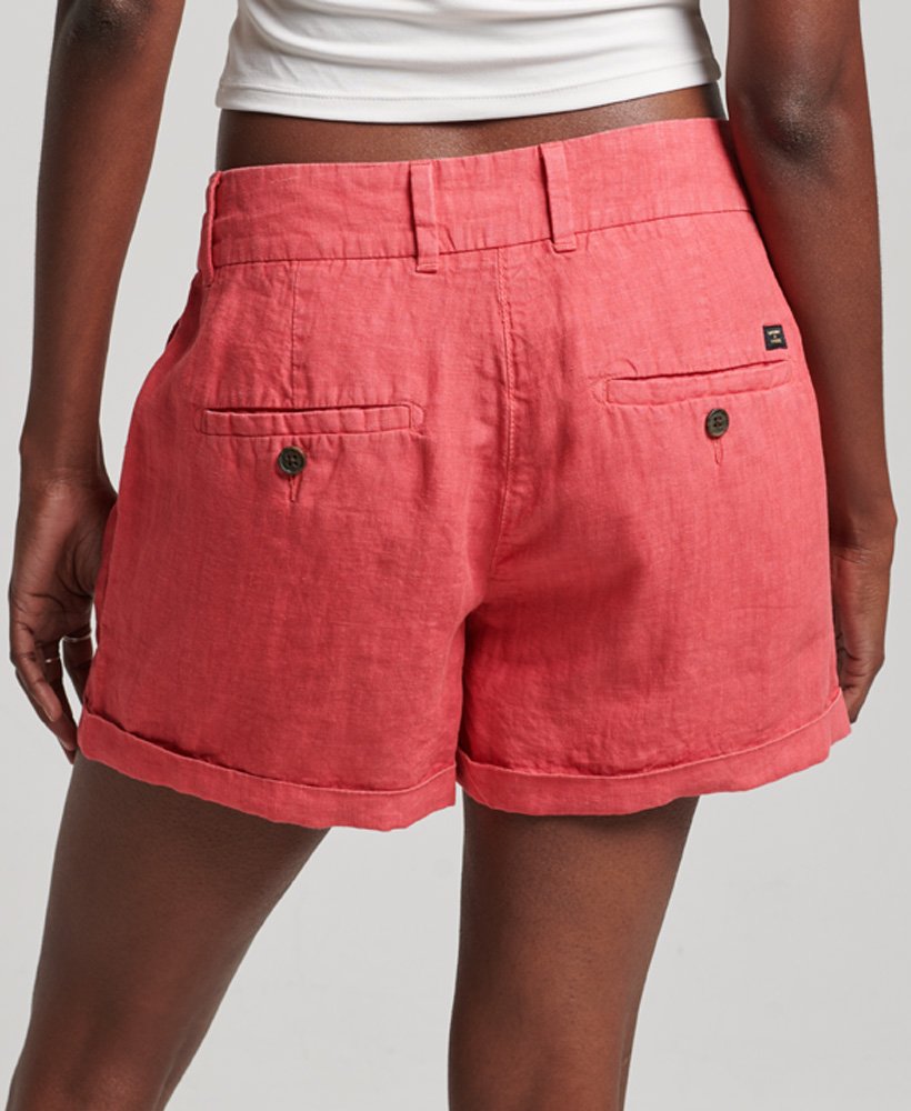 overgeverfde linnen shorts in active pink