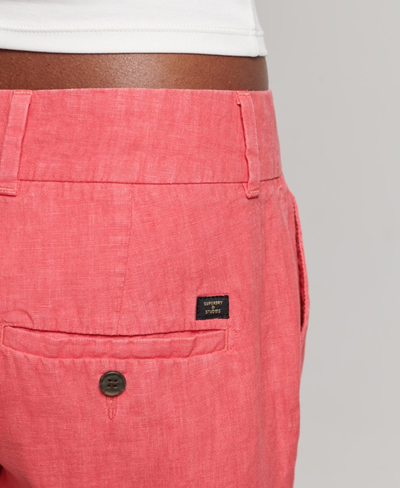 overgeverfde linnen shorts in active pink