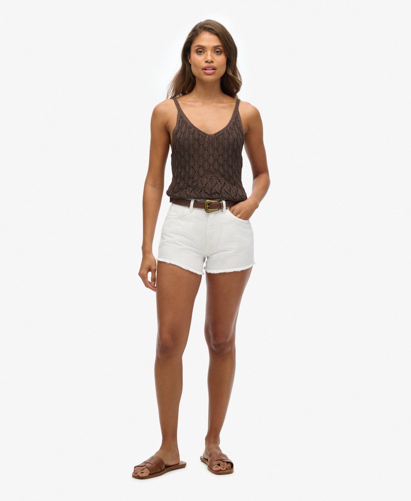 high rise denim shorts in optic