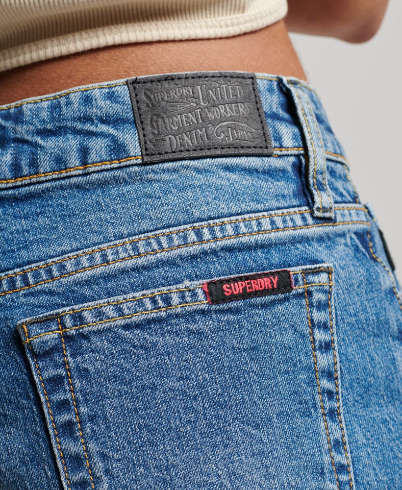 vintage slim fit shorts met middelhoge taille in madison mid blue