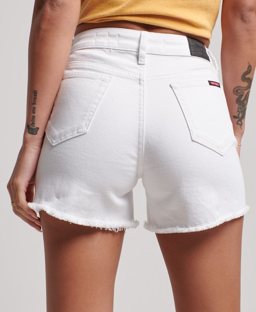 vintage slim fit shorts met middelhoge taille in optic