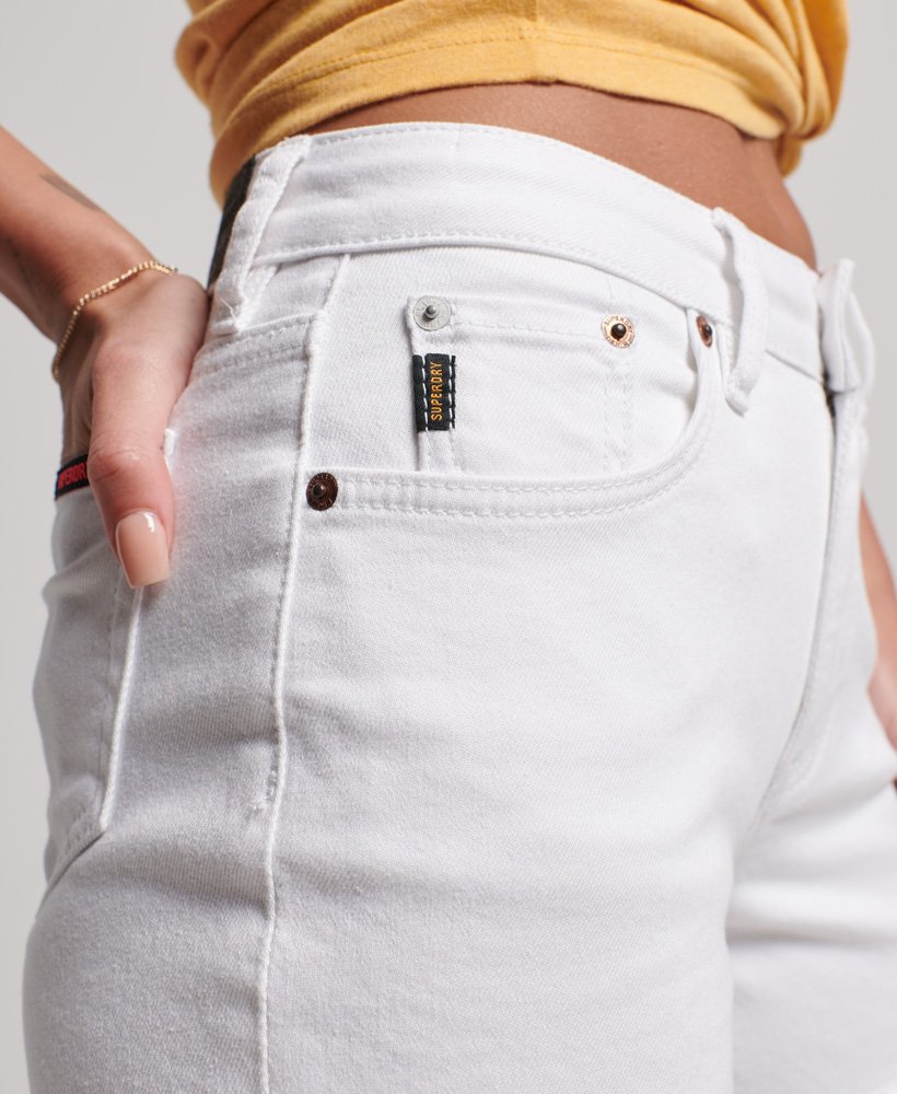 vintage slim fit shorts met middelhoge taille in optic