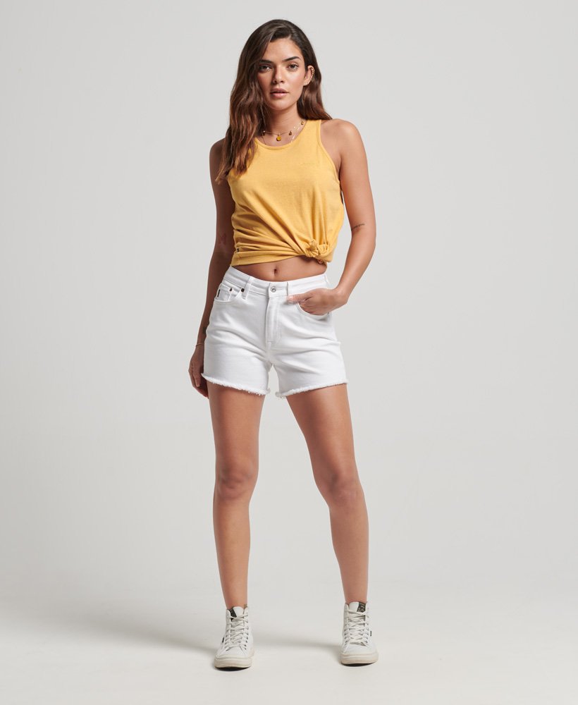 vintage slim fit shorts met middelhoge taille in optic