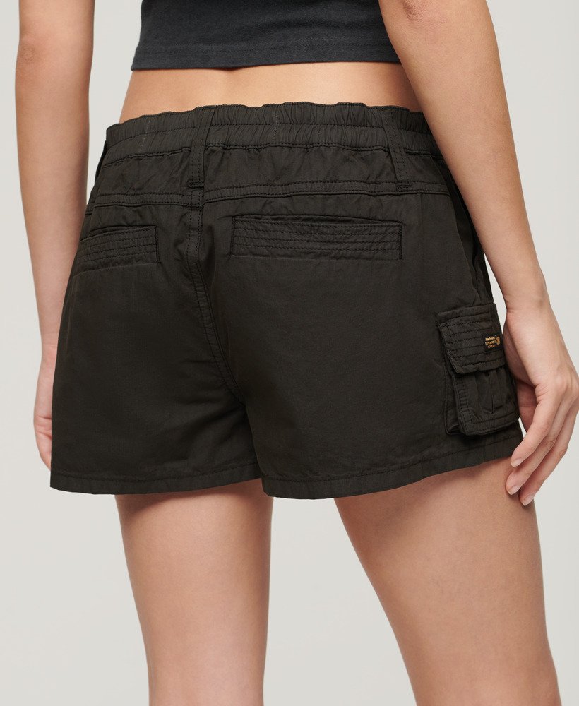 utility cargo shorts in gewassen zwart