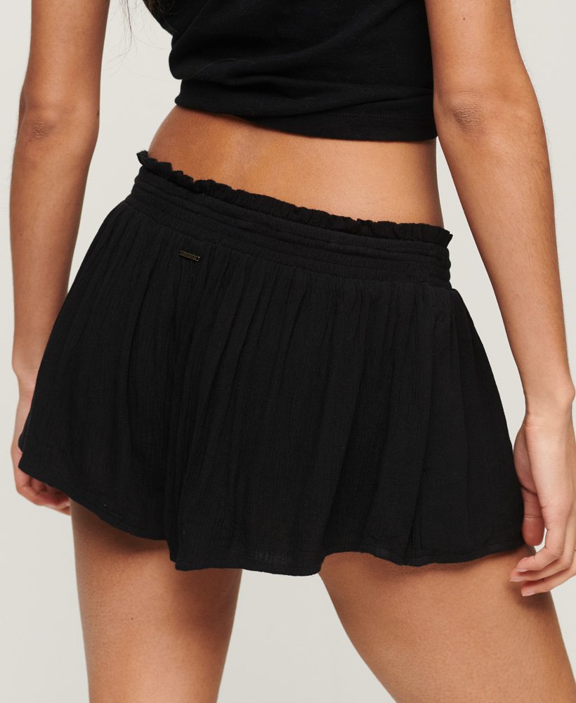 geplooide strandshorts in zwart