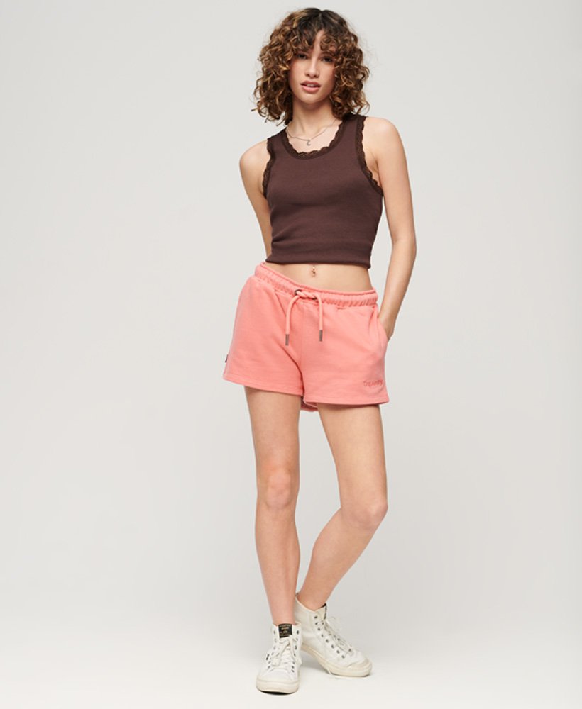 vintage jersey shorts in koraalrood.