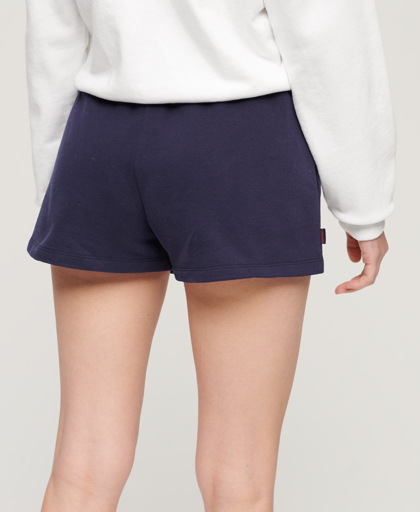 vintage jersey shorts in diep marineblauw.