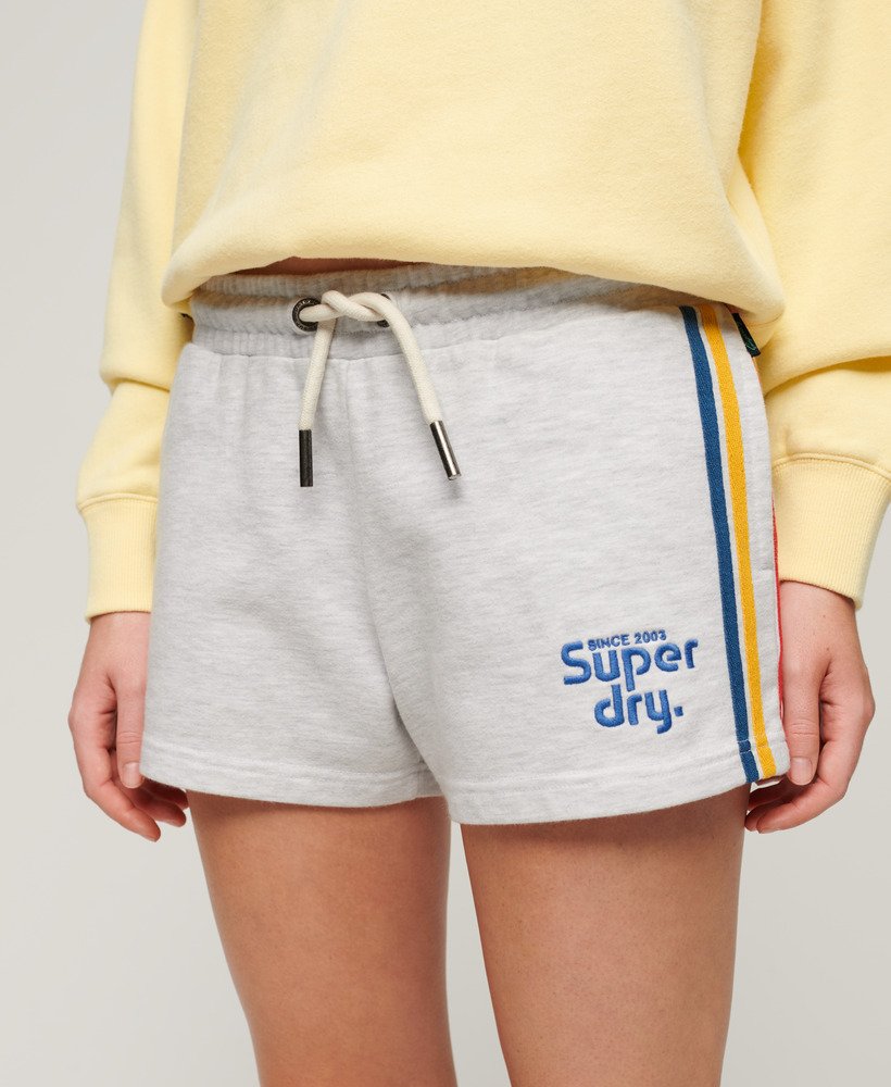 shorts met regenboogkleurige zijstreep en logo in ijsgrijs gemêleerd