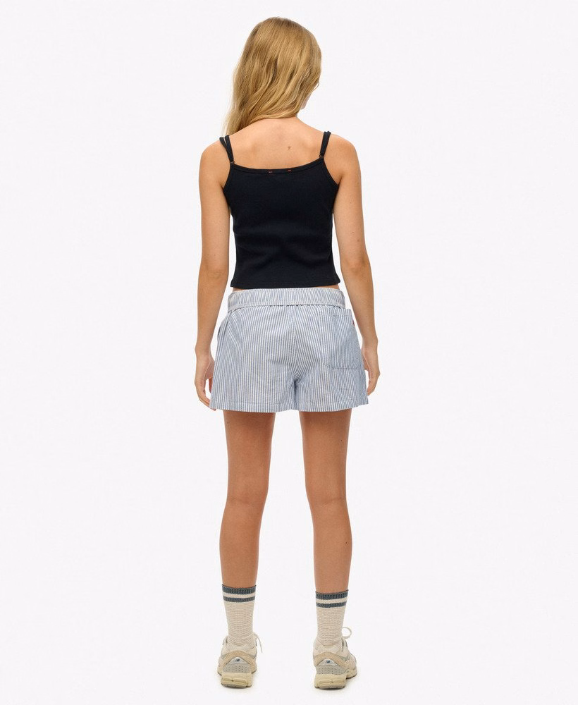 Biologisch katoenen gestreepte shorts met elastische tailleband