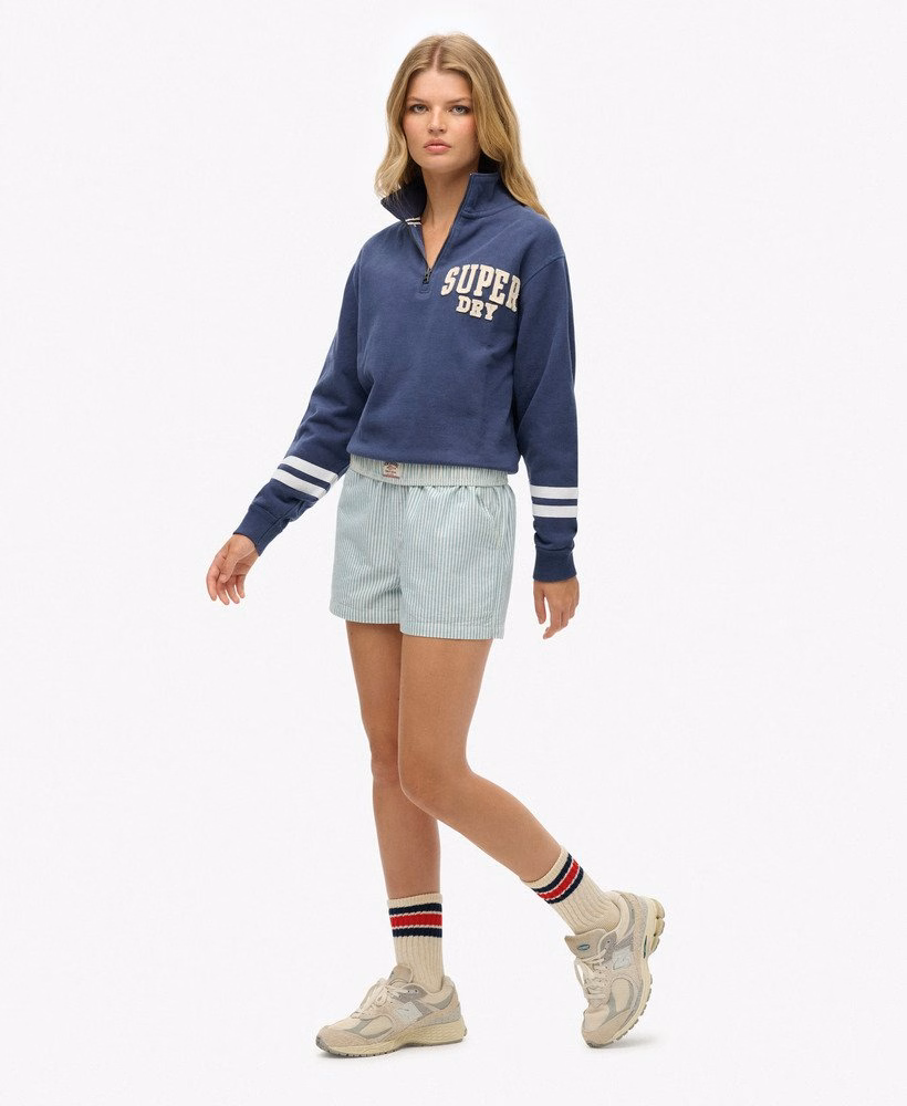 Biologisch katoenen gestreepte shorts met elastische tailleband