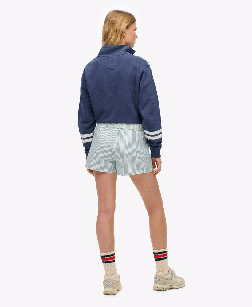 Biologisch katoenen gestreepte shorts met elastische tailleband