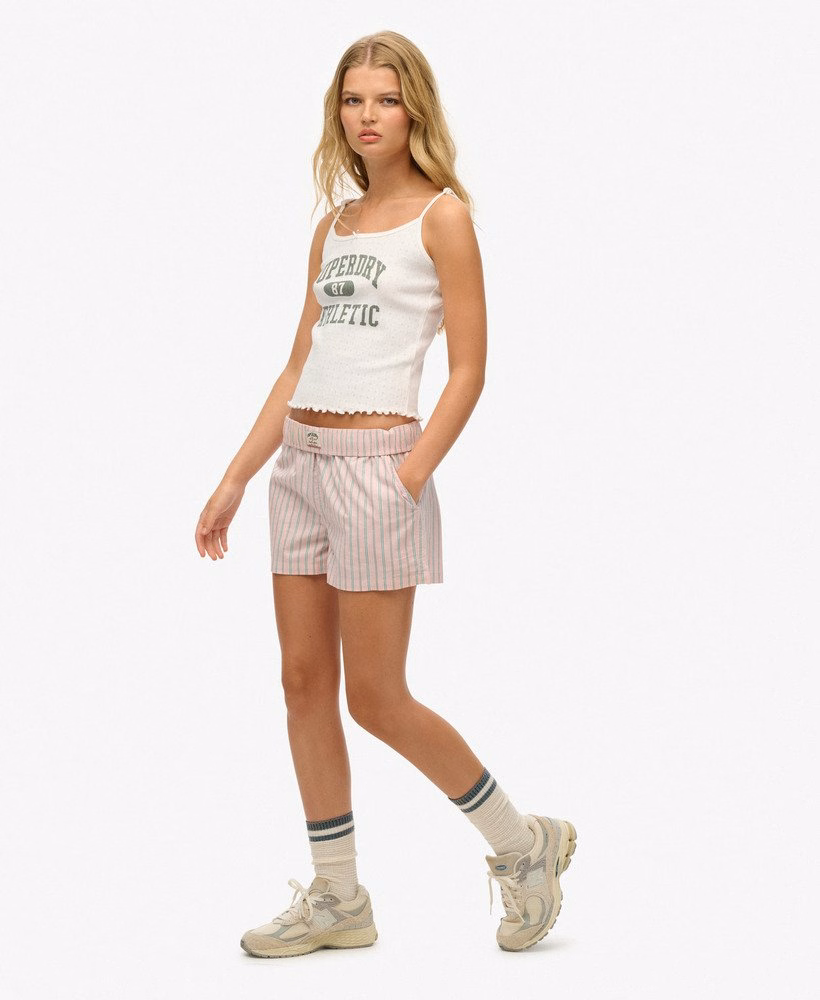Biologisch katoenen gestreepte shorts met elastische tailleband