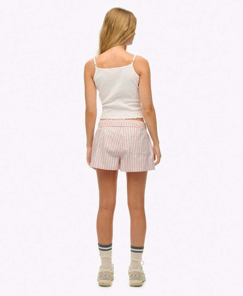 Biologisch katoenen gestreepte shorts met elastische tailleband