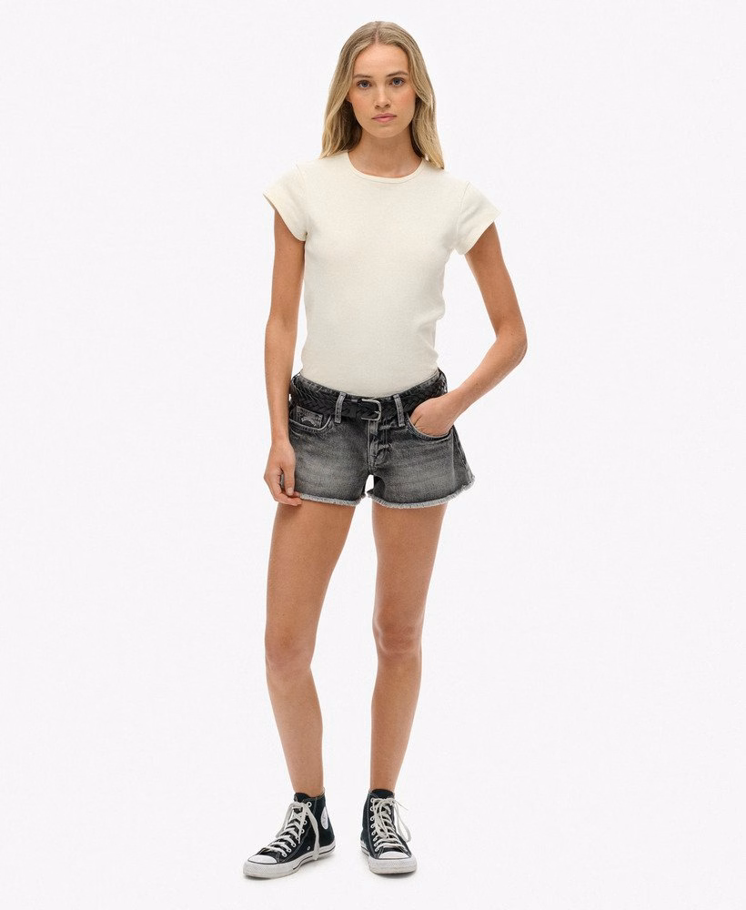 Laag uitgesneden denim hot shorts