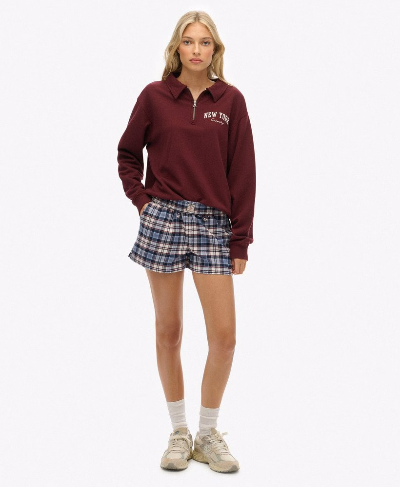 Katoenen geruite elastische shorts