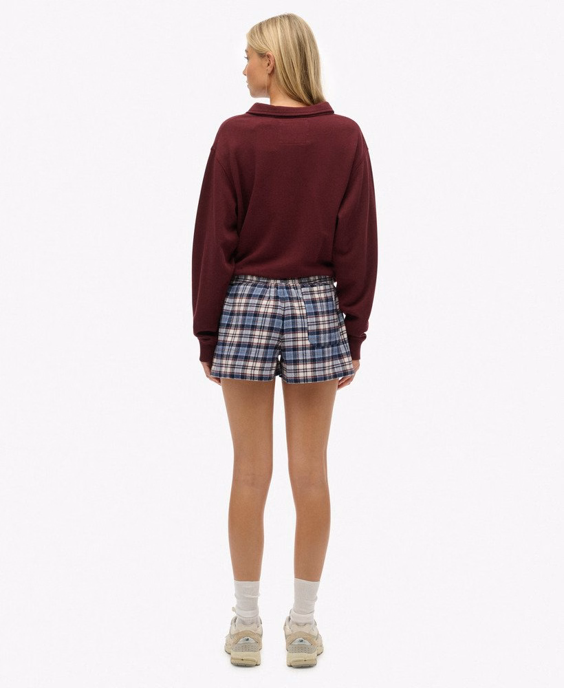 Katoenen geruite elastische shorts