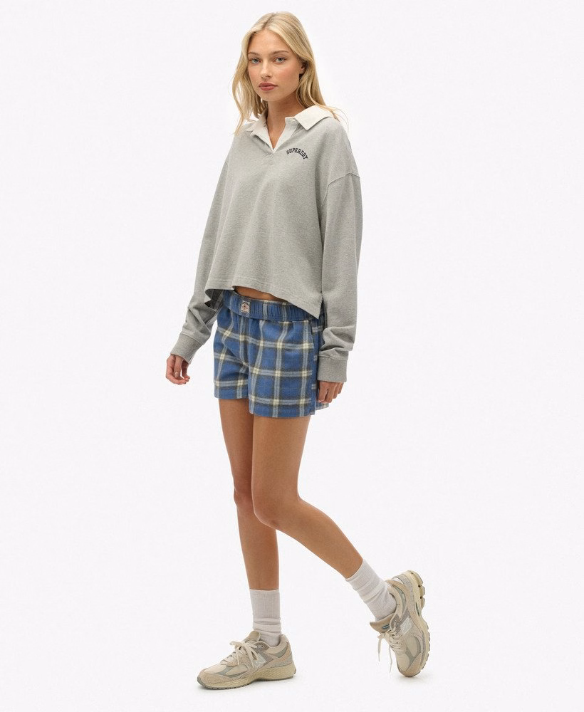 Katoenen geruite elastische shorts