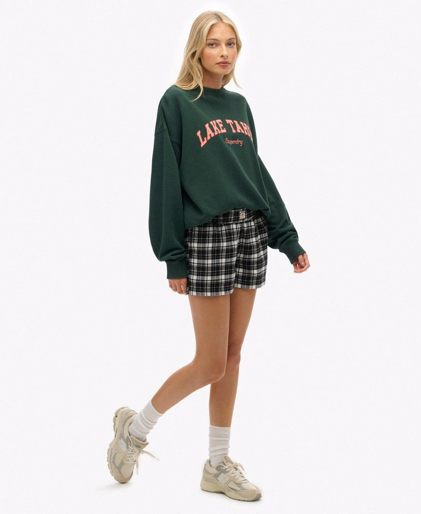 Katoenen geruite elastische shorts