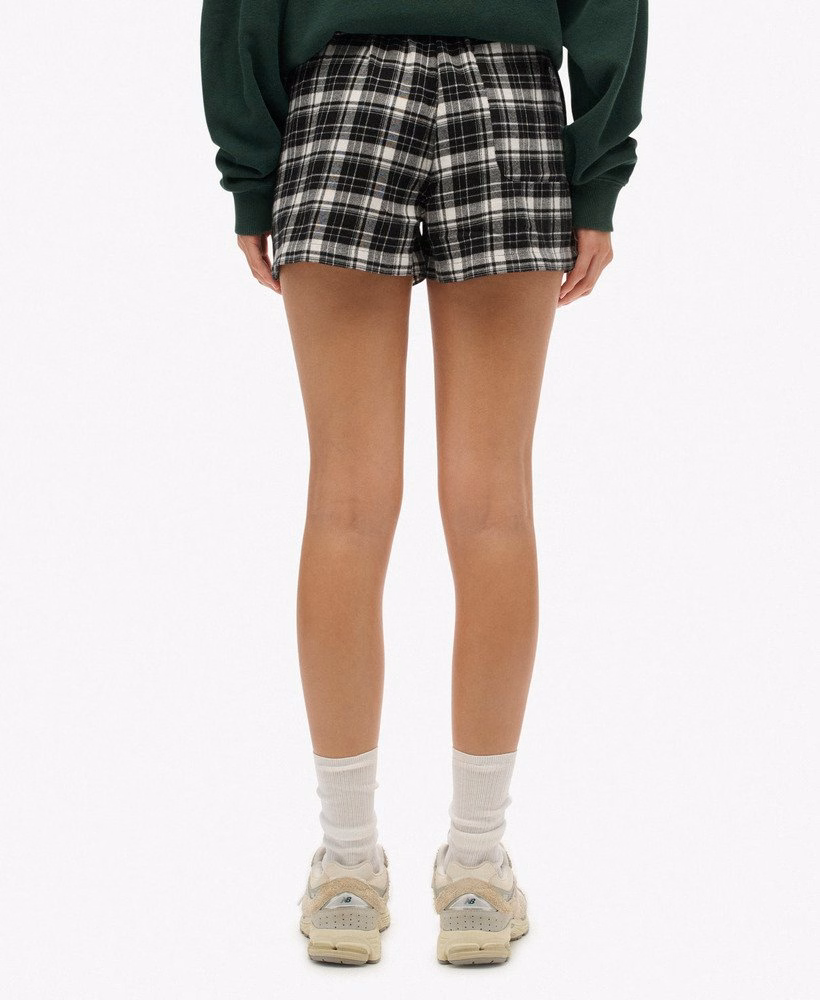 Katoenen geruite elastische shorts