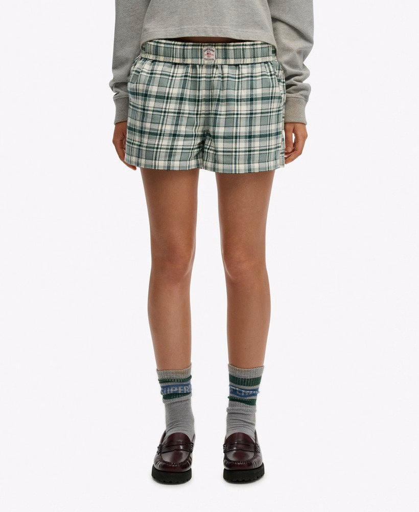 Katoenen geruite elastische shorts