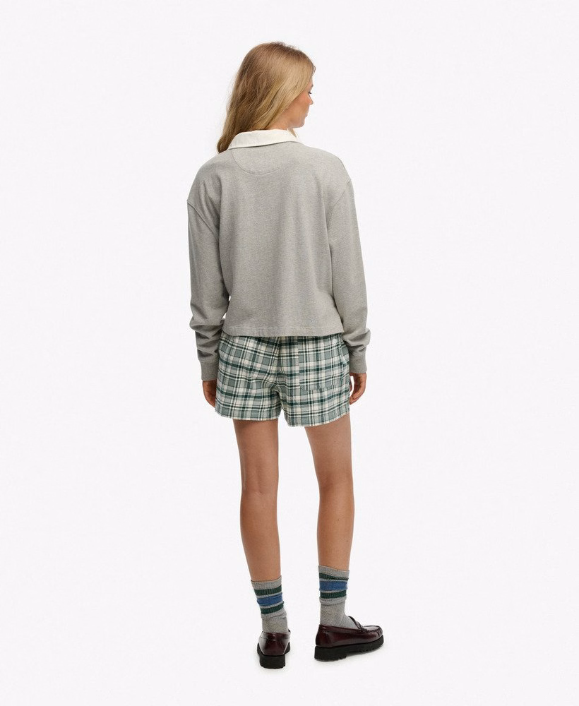 Katoenen geruite elastische shorts