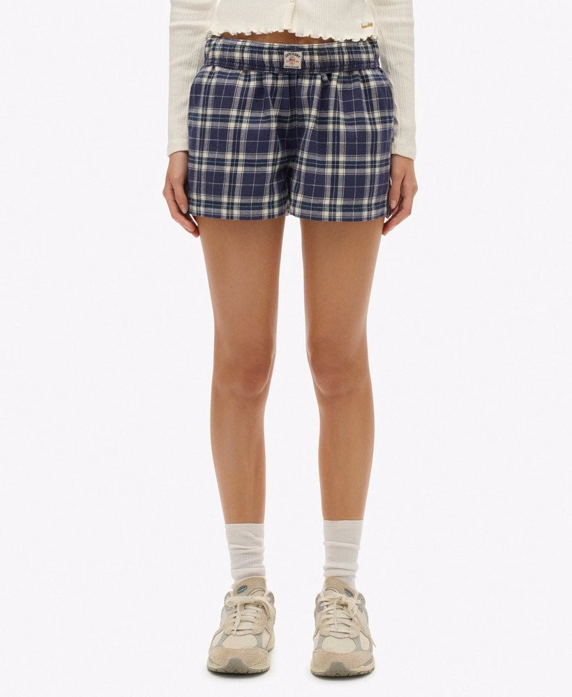 Katoenen geruite elastische shorts