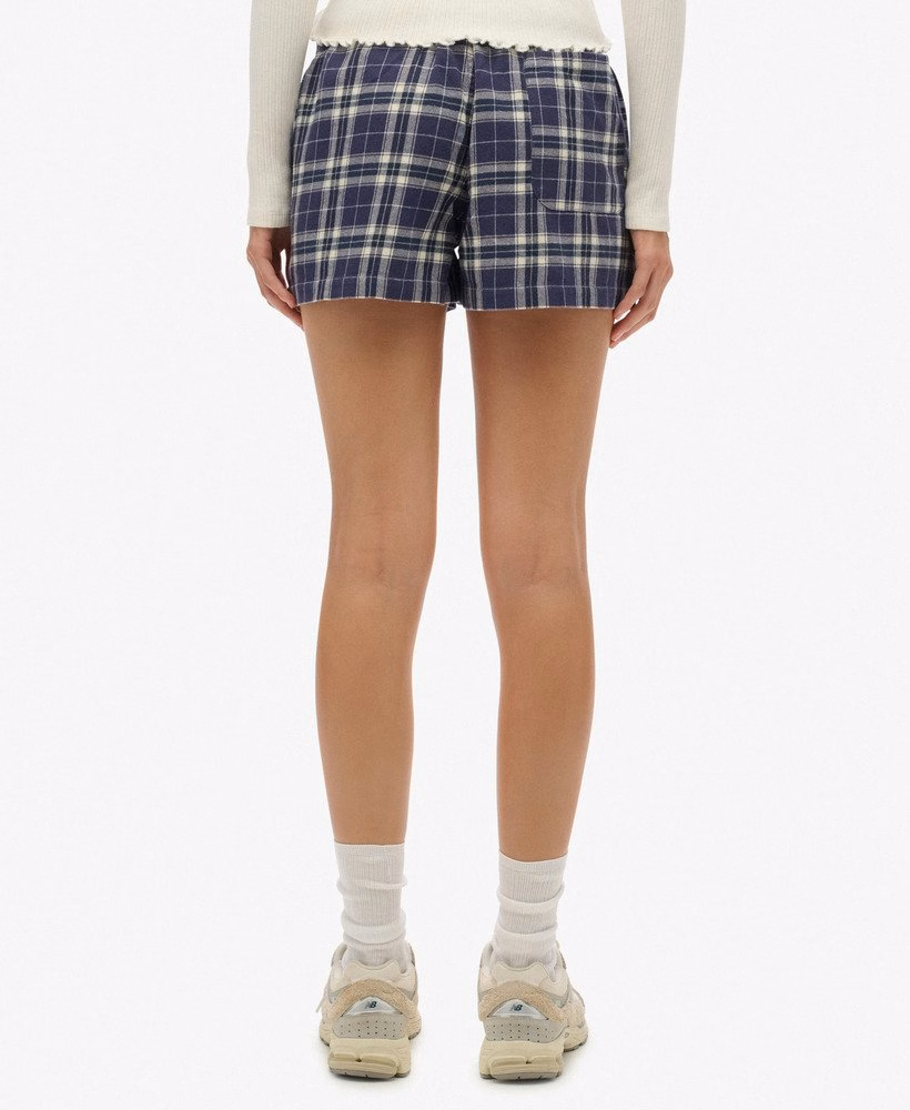 Katoenen geruite elastische shorts