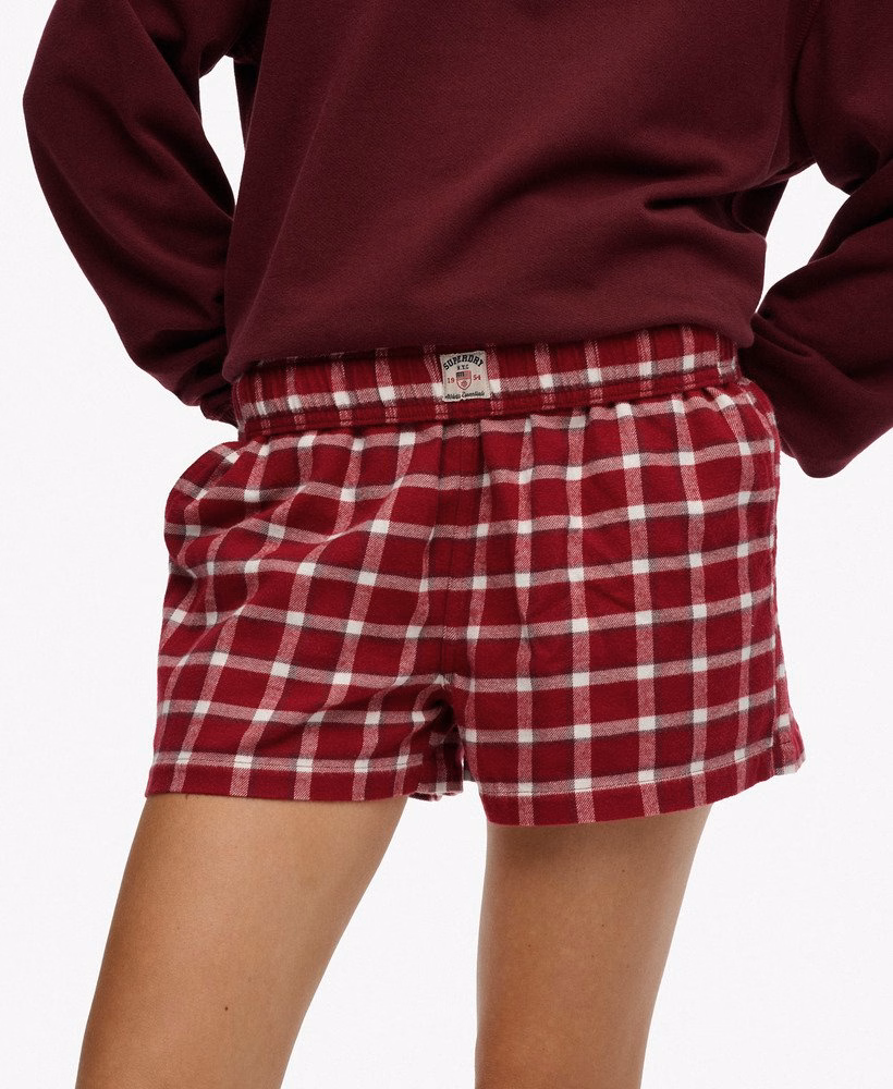 Katoenen geruite elastische shorts