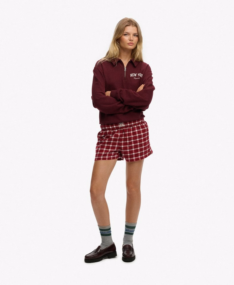 Katoenen geruite elastische shorts