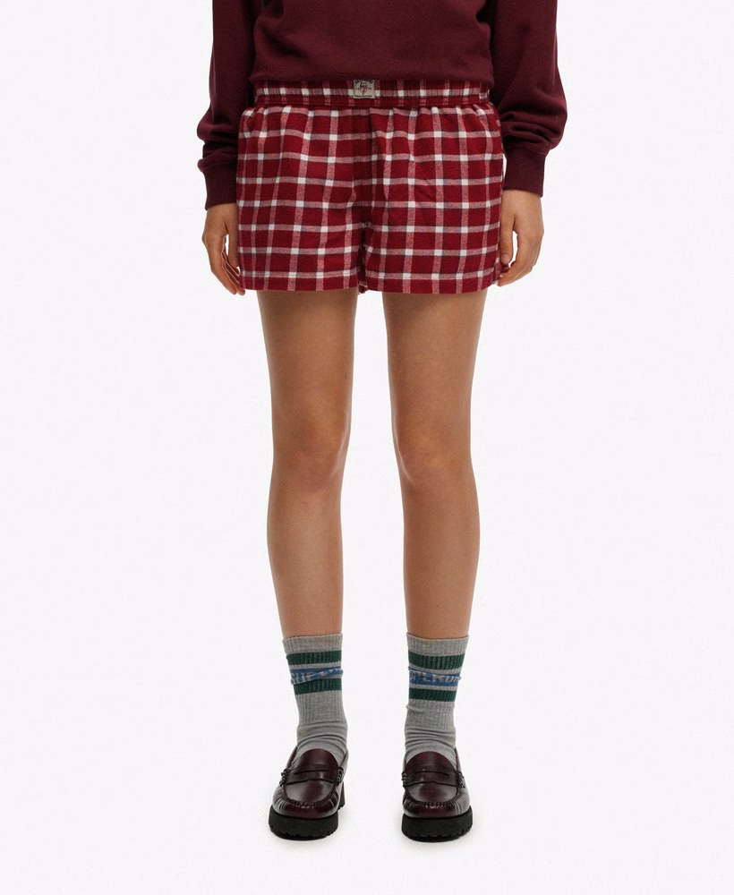 Katoenen geruite elastische shorts
