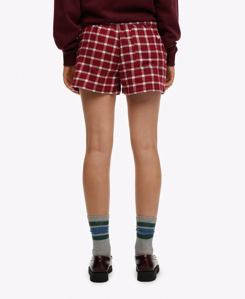 Katoenen geruite elastische shorts