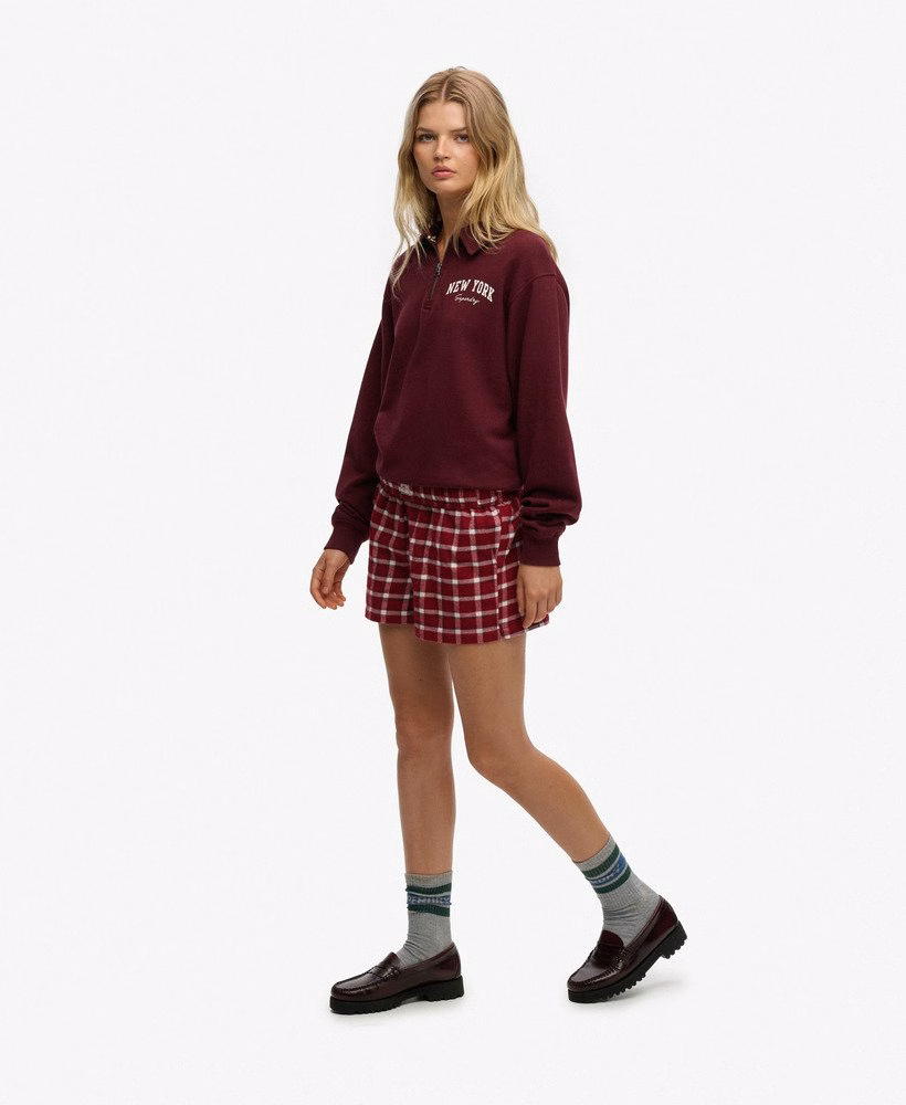 Katoenen geruite elastische shorts